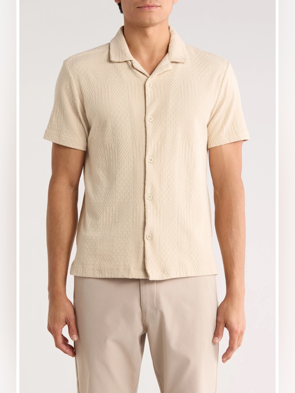 Cactus Man Ricky Singh Men's Short-Sleeve Button-Up Shirt — Light beige